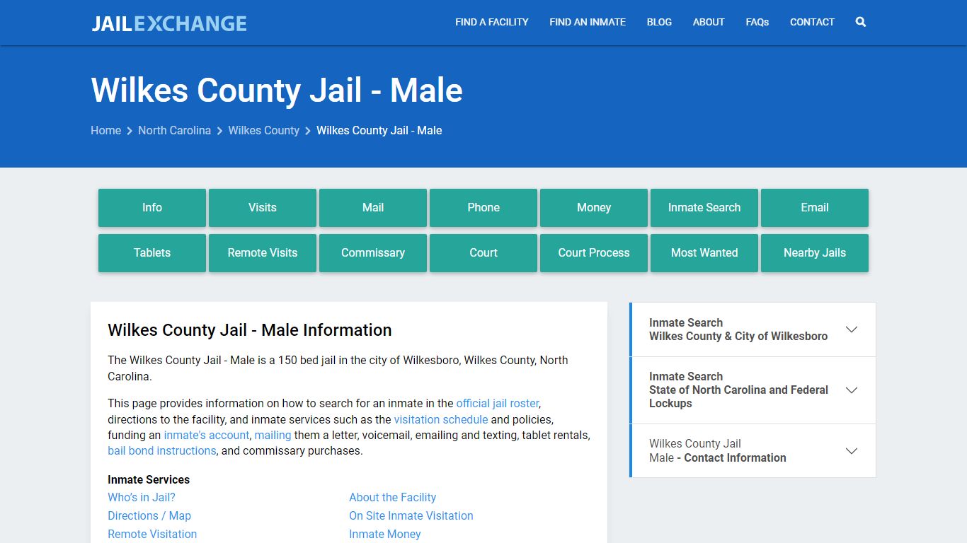 Wilkes County Jail - Male, NC Inmate Search, Information